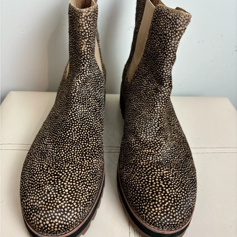 Madewell The Ivy Chelsea Boots In Mini Dot Calf Hair Print Size 10